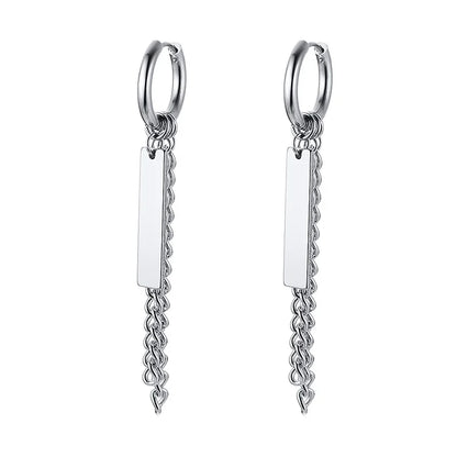 Men's Stainless Steel North Star Huggie Hoop Earrings | Piercing or Clip-On Cross Jewelry Gift