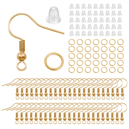Hypoallergenic Earring Hook Kit | 100/300pcs Fish Hooks, Jump Rings & Ear Wires for DIY Jewelry Making