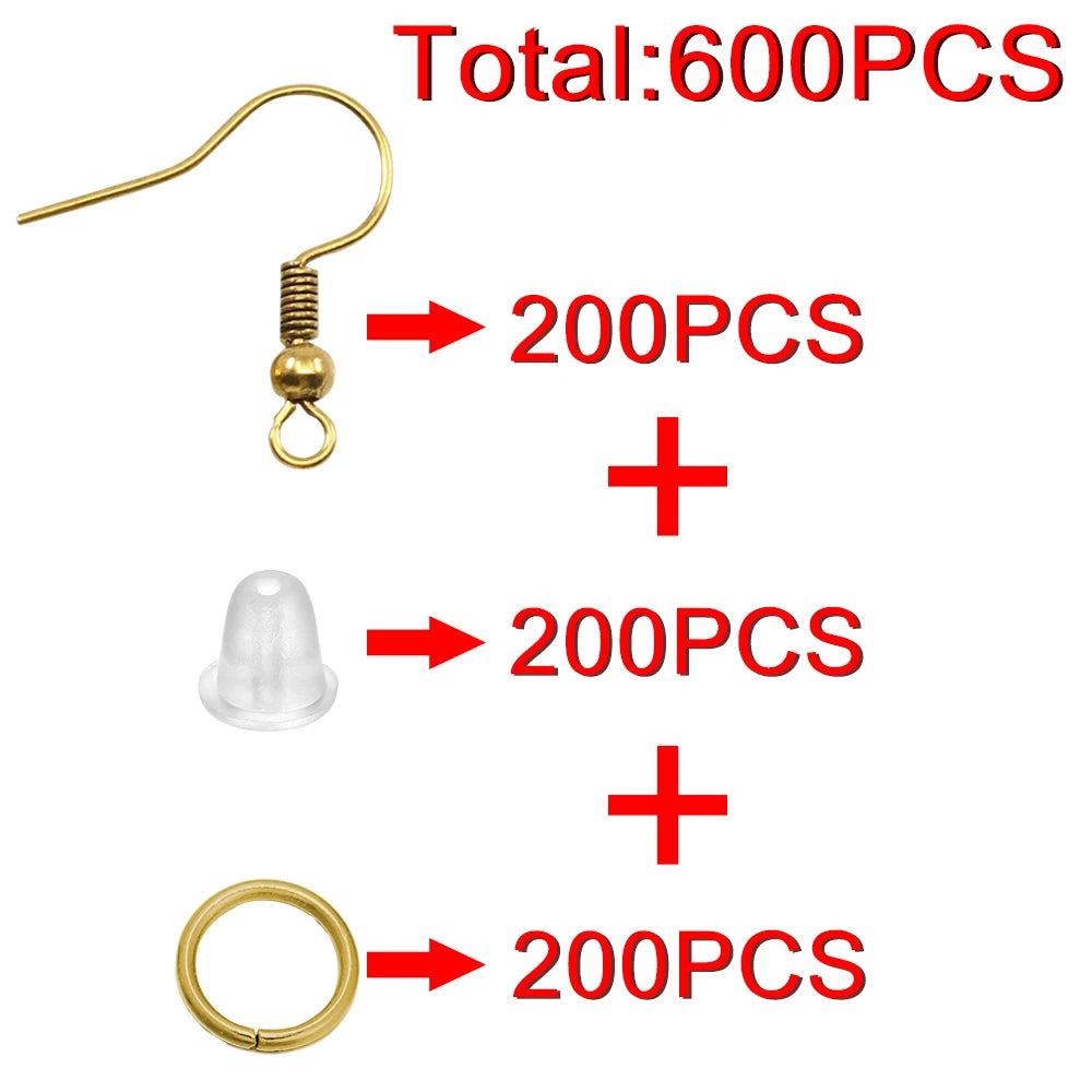 Hypoallergenic Earring Hook Kit | 100/300pcs Fish Hooks, Jump Rings & Ear Wires for DIY Jewelry Making