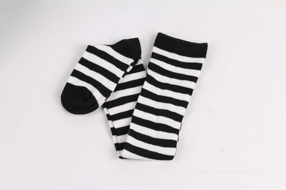 Women's Striped Thigh High Stockings | Black, White & Pink Over-Knee Lolita Harajuku Y2K Socks