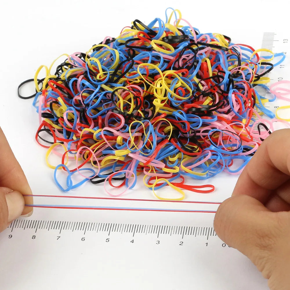 Kids Hair Elastics: 1000 Pcs Colorful Rubber Bands