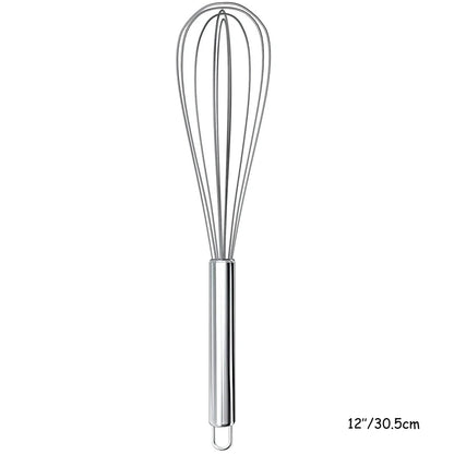 Stainless Steel Balloon Whisk – Hand Egg Beater & Mixing Tool in 8", 10" & 12"