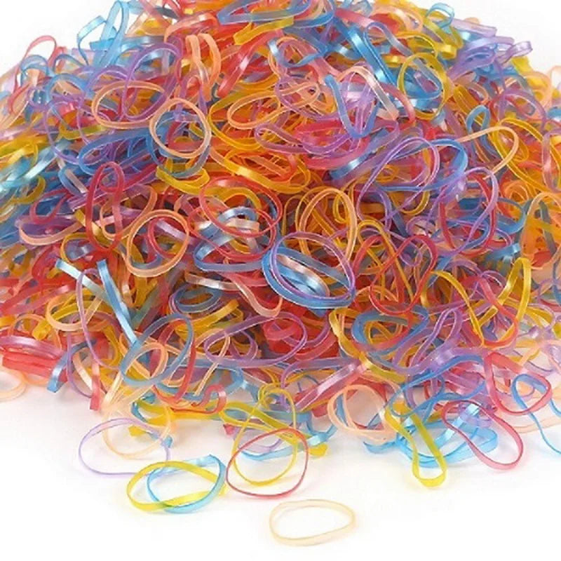 Kids Hair Elastics: 1000 Pcs Colorful Rubber Bands