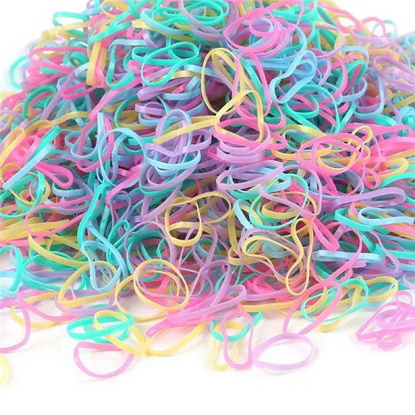 Kids Hair Elastics: 1000 Pcs Colorful Rubber Bands