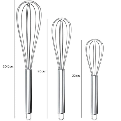 Stainless Steel Balloon Whisk – Hand Egg Beater & Mixing Tool in 8", 10" & 12"