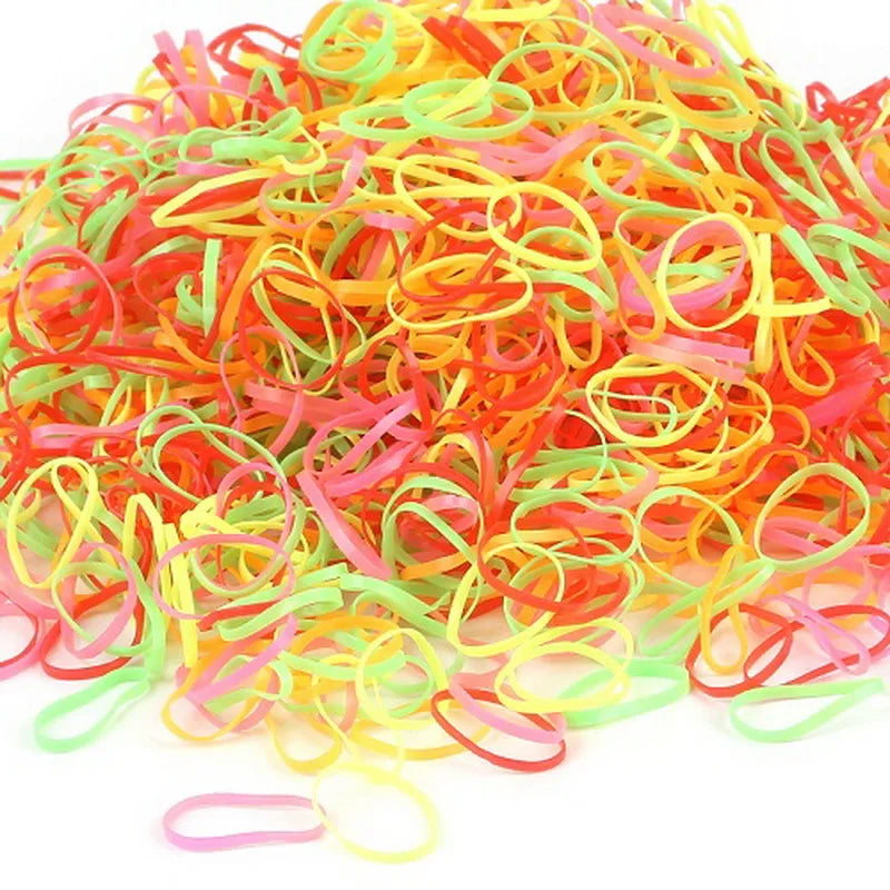 Kids Hair Elastics: 1000 Pcs Colorful Rubber Bands