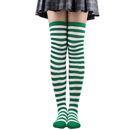 Women's Striped Thigh High Stockings | Black, White & Pink Over-Knee Lolita Harajuku Y2K Socks