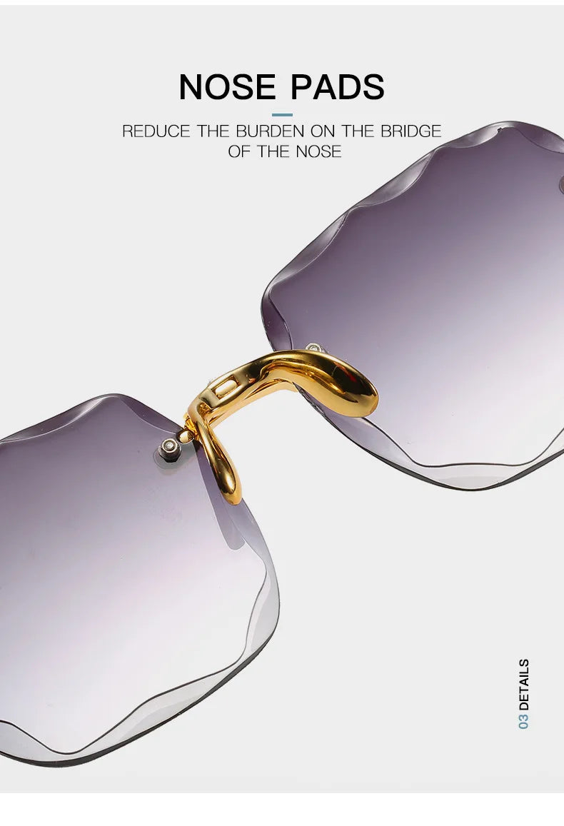 Women's Square Rimless Sunglasses | 3pcs Luxury Designer Summer UV400 Shades for Women & Men
