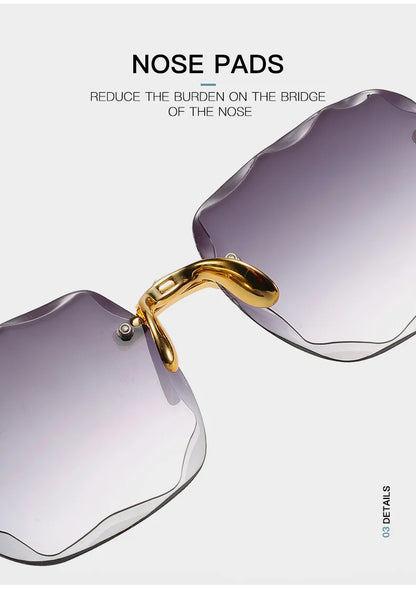 Women's Square Rimless Sunglasses | 3pcs Luxury Designer Summer UV400 Shades for Women & Men