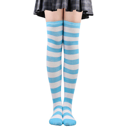 Women's Striped Thigh High Stockings | Black, White & Pink Over-Knee Lolita Harajuku Y2K Socks