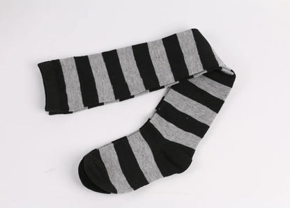 Women's Striped Thigh High Stockings | Black, White & Pink Over-Knee Lolita Harajuku Y2K Socks