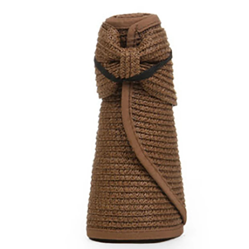 Women's Foldable Wide Brim Straw Beach Hat – UV Protection Sun Cap
