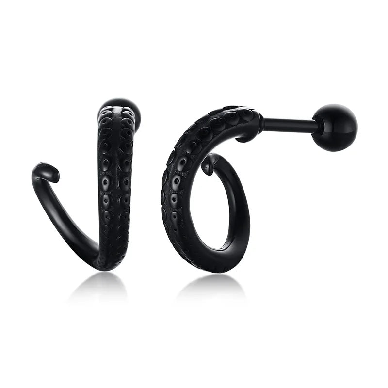 Men's Stainless Steel North Star Huggie Hoop Earrings | Piercing or Clip-On Cross Jewelry Gift
