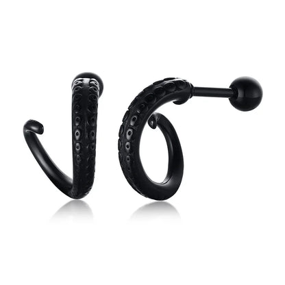 Men's Stainless Steel North Star Huggie Hoop Earrings | Piercing or Clip-On Cross Jewelry Gift