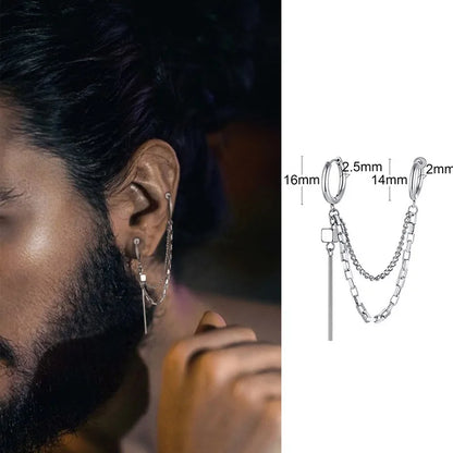 Men's Stainless Steel North Star Huggie Hoop Earrings | Piercing or Clip-On Cross Jewelry Gift