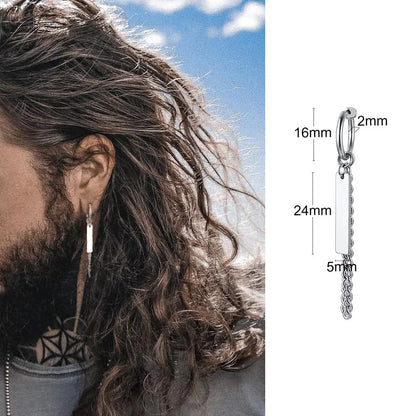 Men's Stainless Steel North Star Huggie Hoop Earrings | Piercing or Clip-On Cross Jewelry Gift