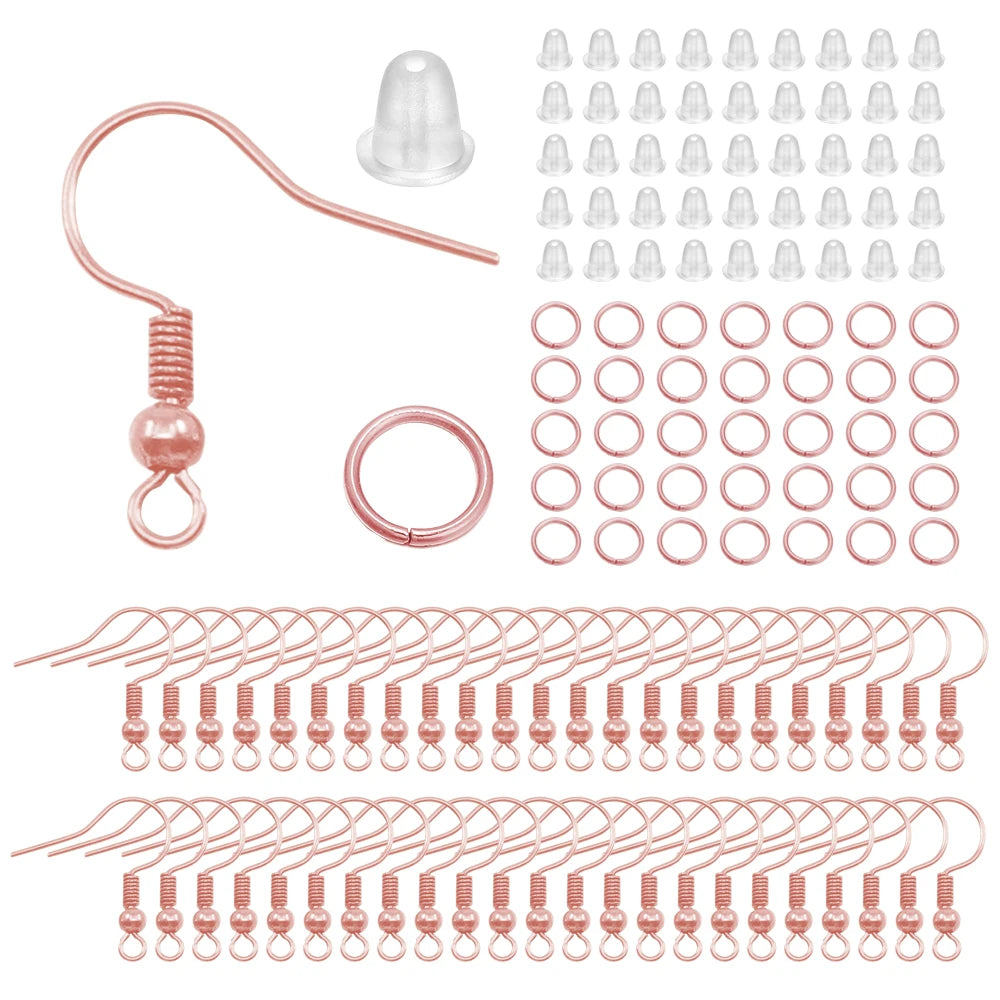 Hypoallergenic Earring Hook Kit | 100/300pcs Fish Hooks, Jump Rings & Ear Wires for DIY Jewelry Making