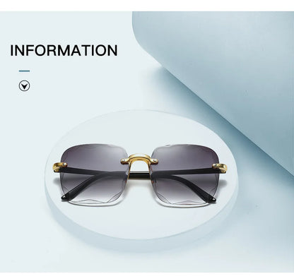 Women's Square Rimless Sunglasses | 3pcs Luxury Designer Summer UV400 Shades for Women & Men