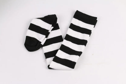Women's Striped Thigh High Stockings | Black, White & Pink Over-Knee Lolita Harajuku Y2K Socks