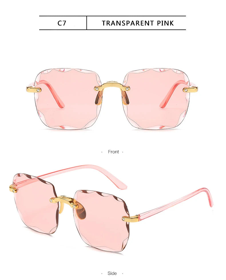 Women's Square Rimless Sunglasses | 3pcs Luxury Designer Summer UV400 Shades for Women & Men