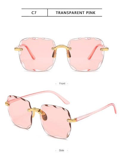 Women's Square Rimless Sunglasses | 3pcs Luxury Designer Summer UV400 Shades for Women & Men