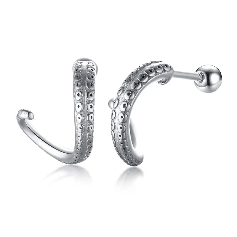 Men's Stainless Steel North Star Huggie Hoop Earrings | Piercing or Clip-On Cross Jewelry Gift