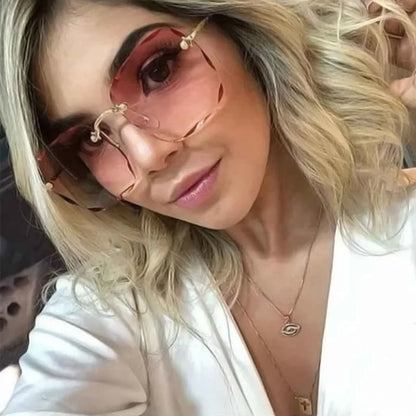 Women's Square Rimless Sunglasses | 3pcs Luxury Designer Summer UV400 Shades for Women & Men