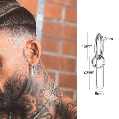 Men's Stainless Steel North Star Huggie Hoop Earrings | Piercing or Clip-On Cross Jewelry Gift