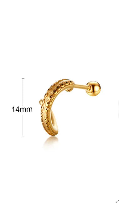 Men's Stainless Steel North Star Huggie Hoop Earrings | Piercing or Clip-On Cross Jewelry Gift