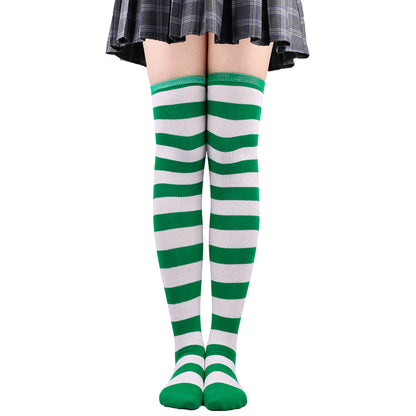 Women's Striped Thigh High Stockings | Black, White & Pink Over-Knee Lolita Harajuku Y2K Socks