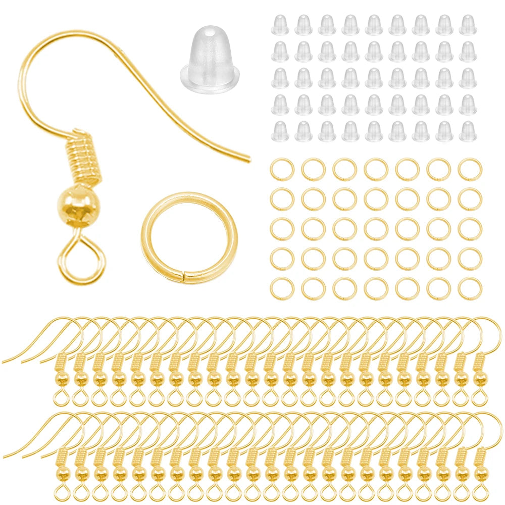 Hypoallergenic Earring Hook Kit | 100/300pcs Fish Hooks, Jump Rings & Ear Wires for DIY Jewelry Making