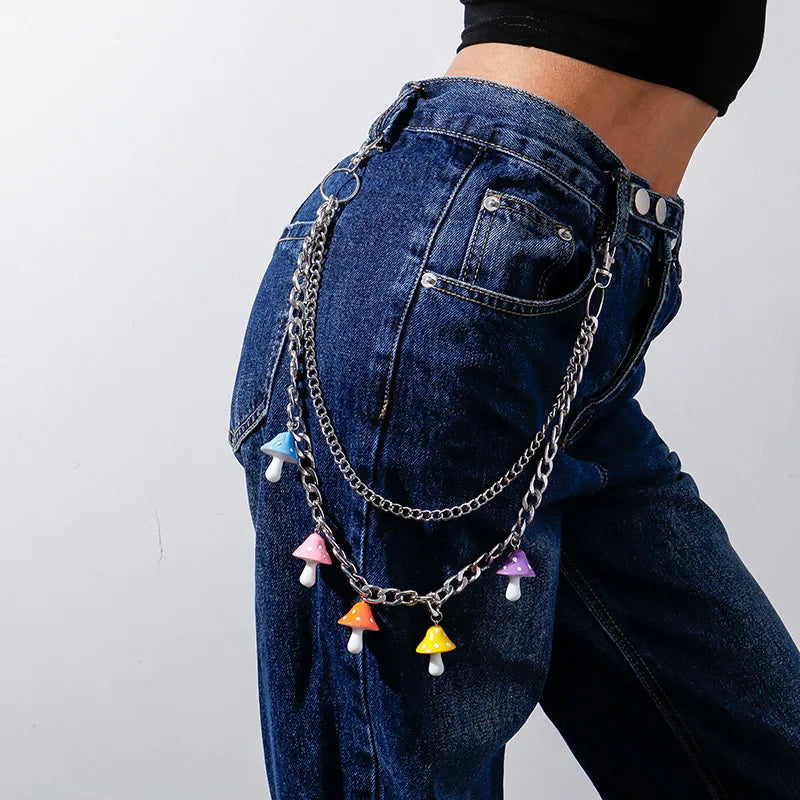 Cute Rainbow Resin Keychain & Waist Chain – Bear, Mushroom & Flower Designs