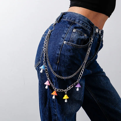 Cute Rainbow Resin Keychain & Waist Chain – Bear, Mushroom & Flower Designs