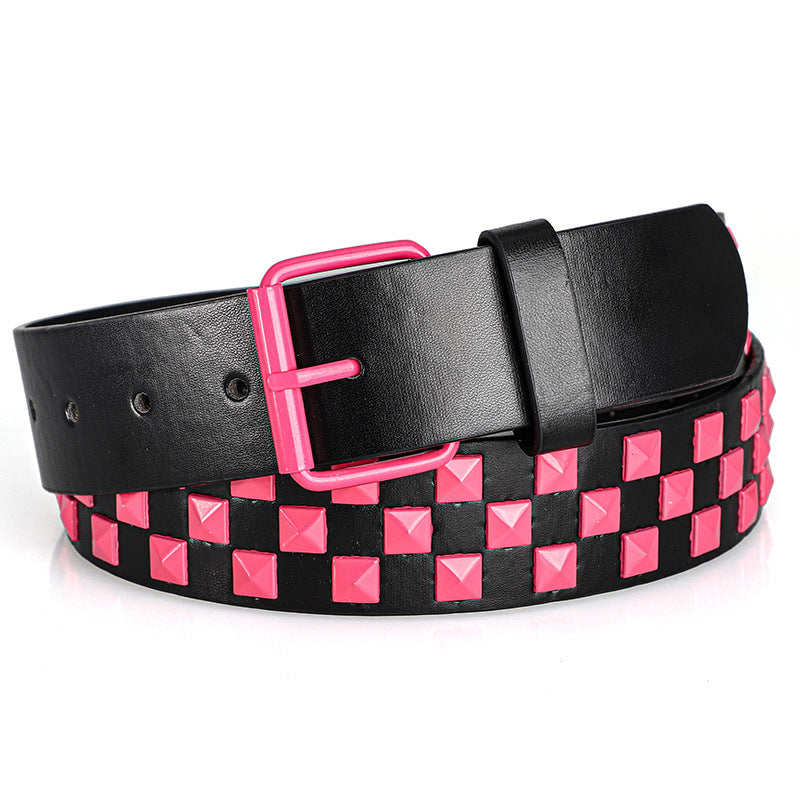 Unisex Rivet Belt – Punk Rock Y2K Dopamine Style | Men & Women