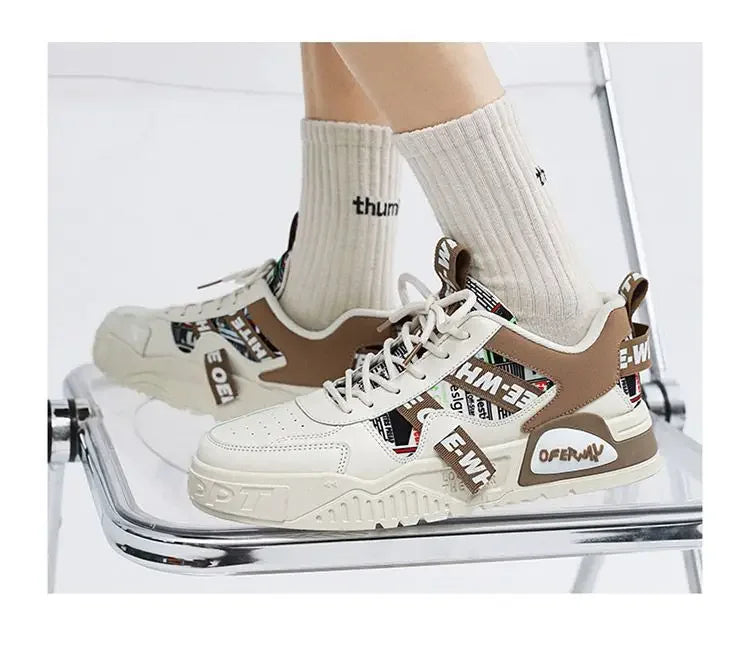 Breathable Lace Up Leather Casual Sneakers for Men
