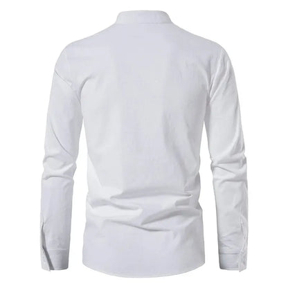 King Billion Men's Cotton Linen Shirt – Casual Long Sleeve V-Neck | S–XXXL