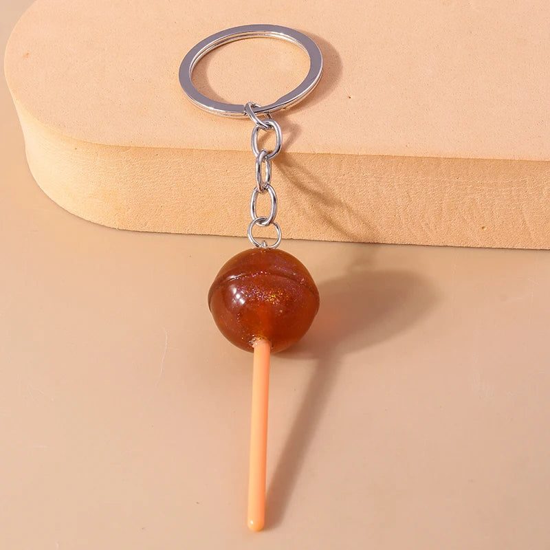 3D Simulation Food Keychain – Cute Resin Lollipop, Donut & Snack Key Ring Charms