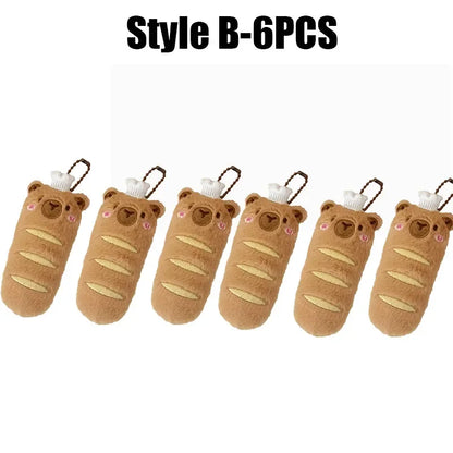 Cartoon Capybara & Croissant Plush Keychain | Soft Bread Food Stuffed Hanging Accessory