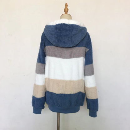 Women's Oversized Hooded Plush Jacket – Warm Zip-Up Streetwear Coat | S–5XL, 9 Colors