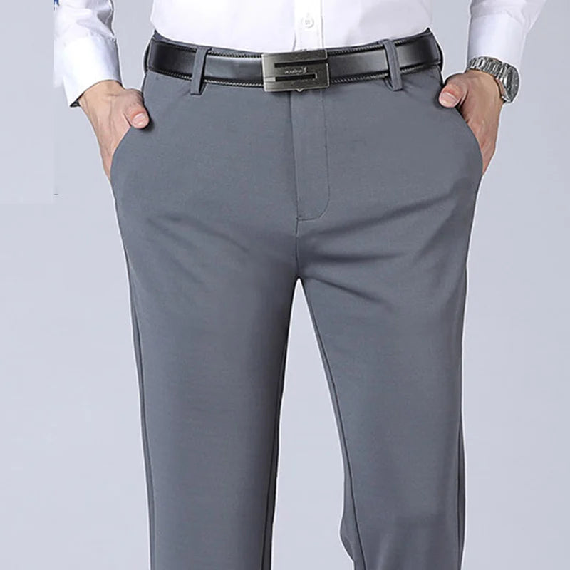 Men's Smart Casual Dress Pants – Elastic Waist Suit Trousers, Straight Fit | Sizes 29–42