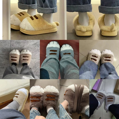 3D Cat Claw Slippers – Cozy Winter Indoor Shoes for Women