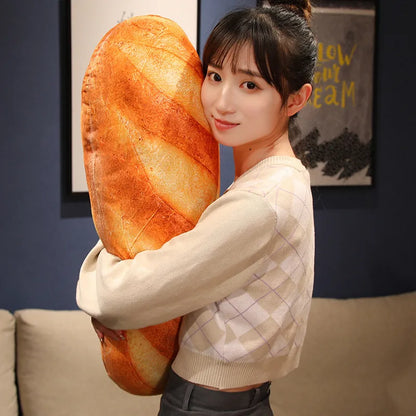 French Bread Plush Pillow | Stuffed Food Plushie Sleeping Companion & Party Prop
