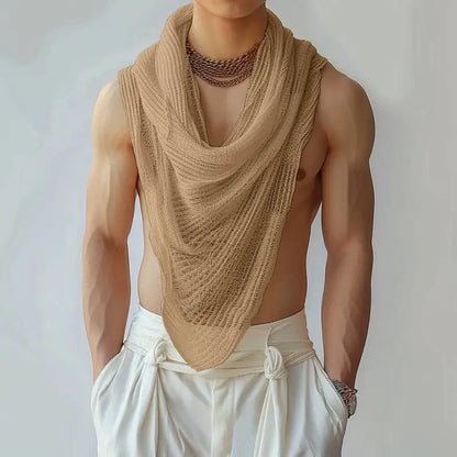 INCERUN Men's Irregular Turtleneck Tank Top – Sleeveless Streetwear Vest | S–5XL