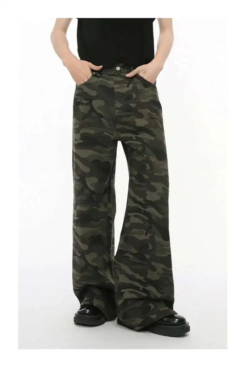 Vintage Wide-Leg Jeans – Men's Camo & Washed Denim