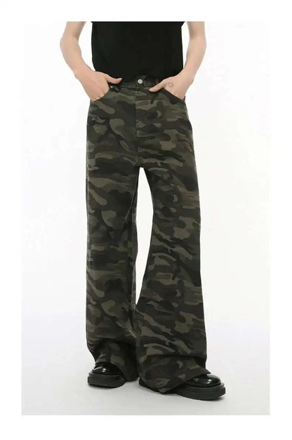 Vintage Wide-Leg Jeans – Men's Camo & Washed Denim