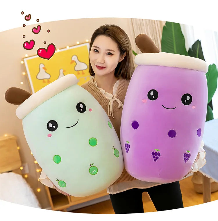 Cute Boba Bubble Tea Plush Toy | 24cm Soft Kawaii Milk Cup Plushie Gift for Kids & Adults