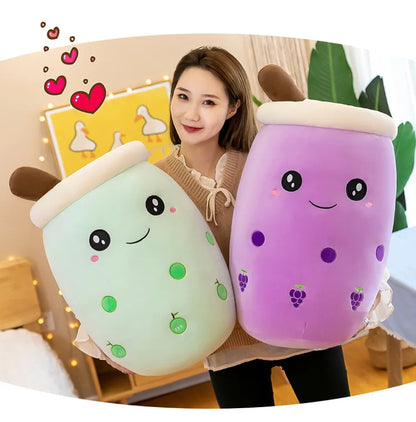 Cute Boba Bubble Tea Plush Toy | 24cm Soft Kawaii Milk Cup Plushie Gift for Kids & Adults