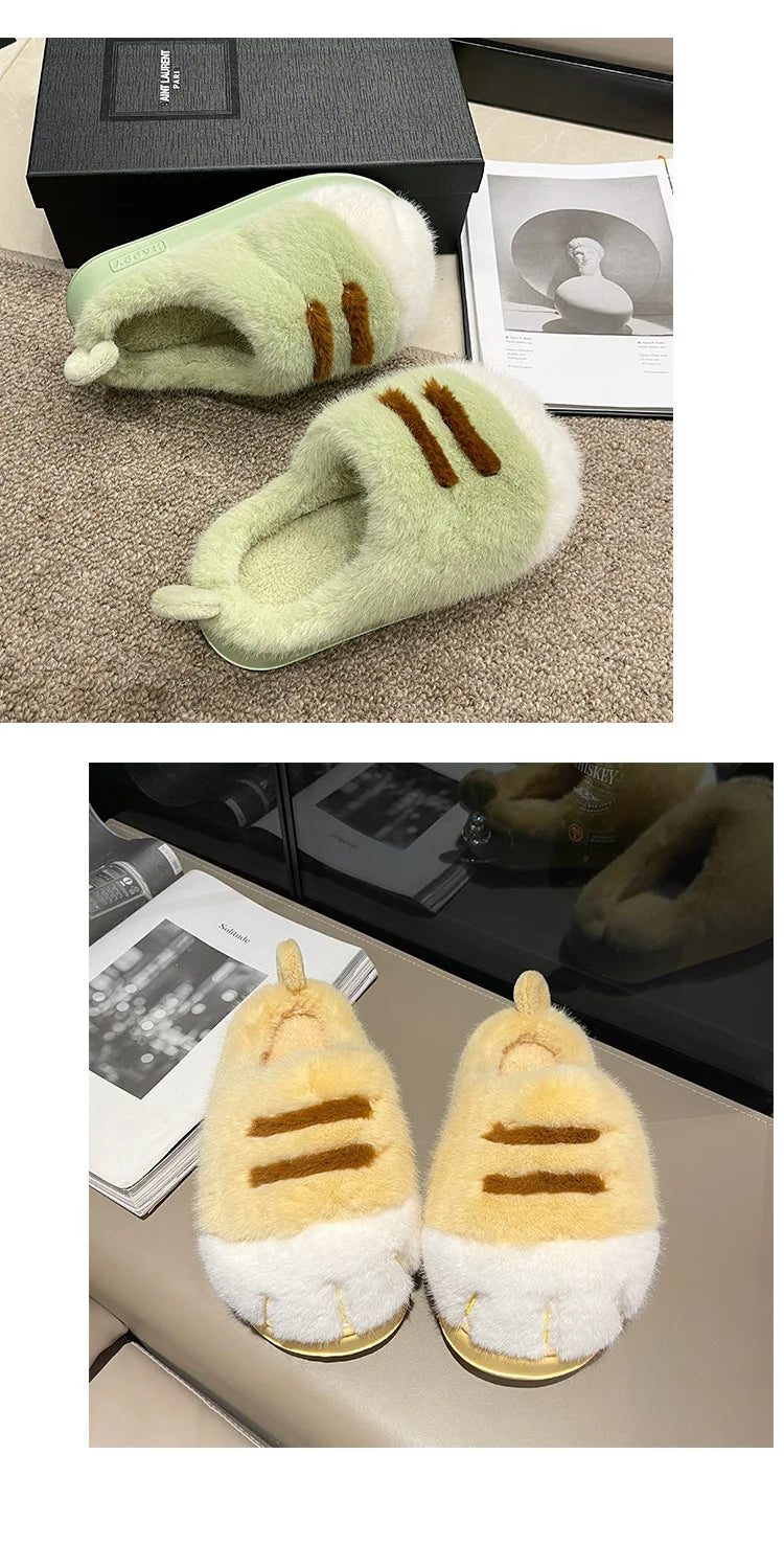 3D Cat Claw Slippers – Cozy Winter Indoor Shoes for Women