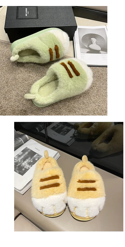 3D Cat Claw Slippers – Cozy Winter Indoor Shoes for Women