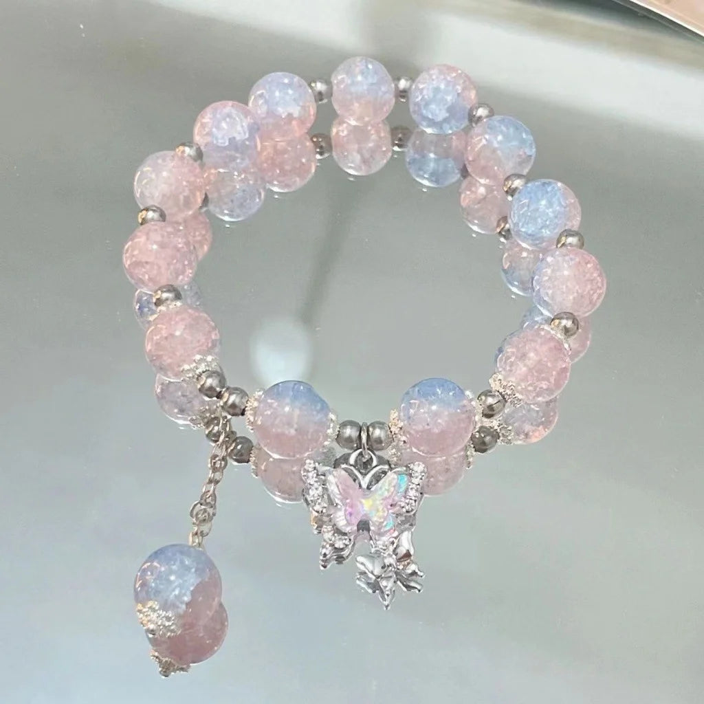 Women's Crystal Beads Bracelet | Korean Flower, Fox & Feather Tassel Friendship Jewelry Gift